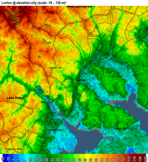 Zoom OUT 2x Lorton, United States elevation map