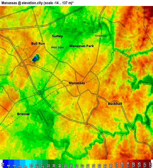 Zoom OUT 2x Manassas, United States elevation map