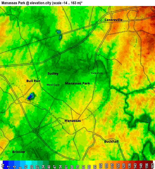 Zoom OUT 2x Manassas Park, United States elevation map