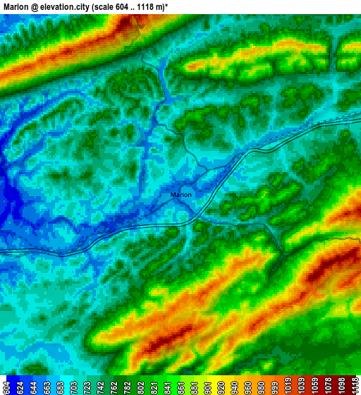 Zoom OUT 2x Marion, United States elevation map