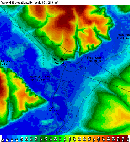 Zoom OUT 2x Valuyki, Russia elevation map