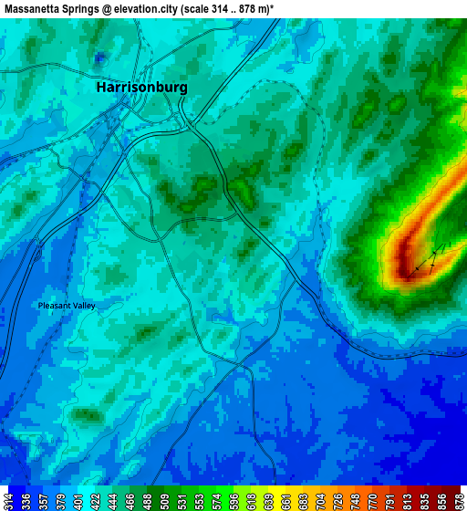 Zoom OUT 2x Massanetta Springs, United States elevation map