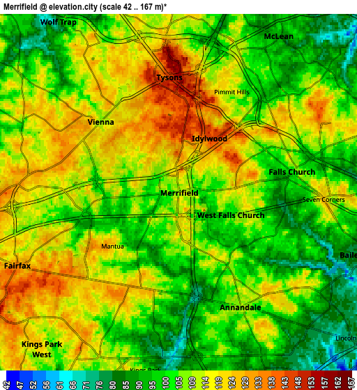 Zoom OUT 2x Merrifield, United States elevation map