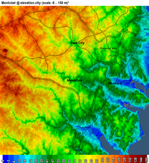 Zoom OUT 2x Montclair, United States elevation map