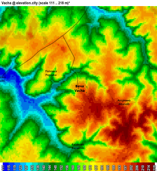 Zoom OUT 2x Vacha, Russia elevation map