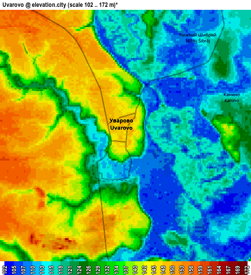 Zoom OUT 2x Uvarovo, Russia elevation map