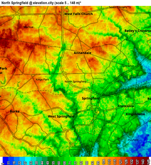 Zoom OUT 2x North Springfield, United States elevation map