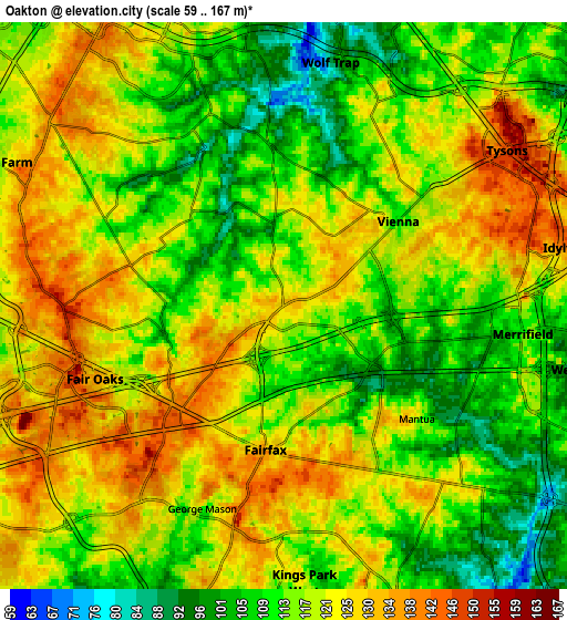 Zoom OUT 2x Oakton, United States elevation map