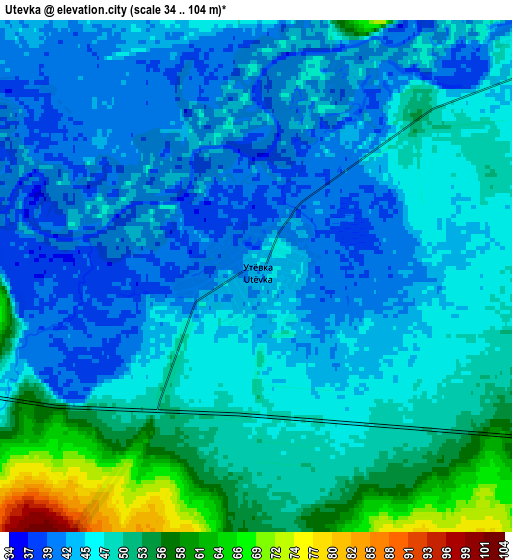 Zoom OUT 2x Utevka, Russia elevation map