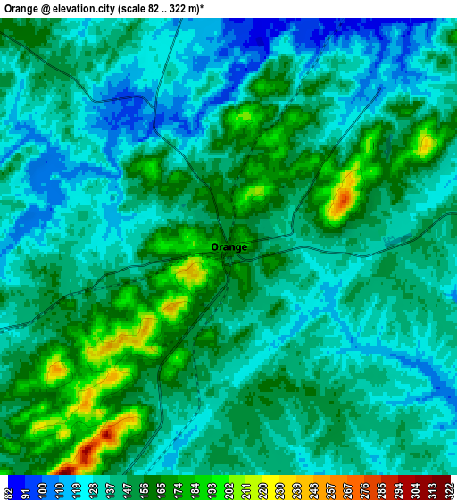 Zoom OUT 2x Orange, United States elevation map