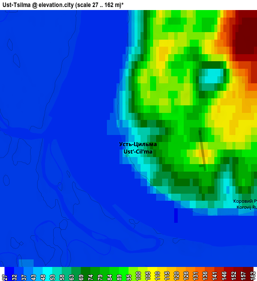 Zoom OUT 2x Ust-Tsilma, Russia elevation map