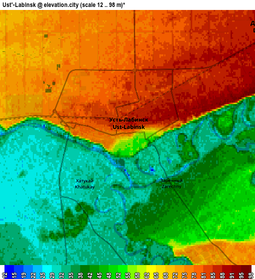 Zoom OUT 2x Ust’-Labinsk, Russia elevation map
