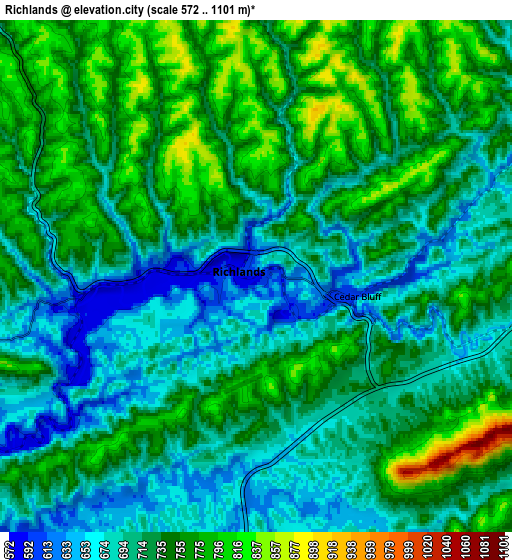 Zoom OUT 2x Richlands, United States elevation map