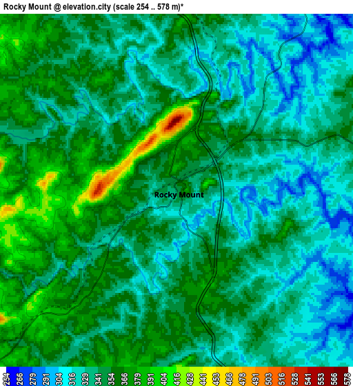 Zoom OUT 2x Rocky Mount, United States elevation map