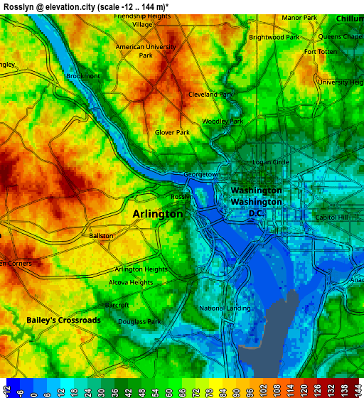 Zoom OUT 2x Rosslyn, United States elevation map