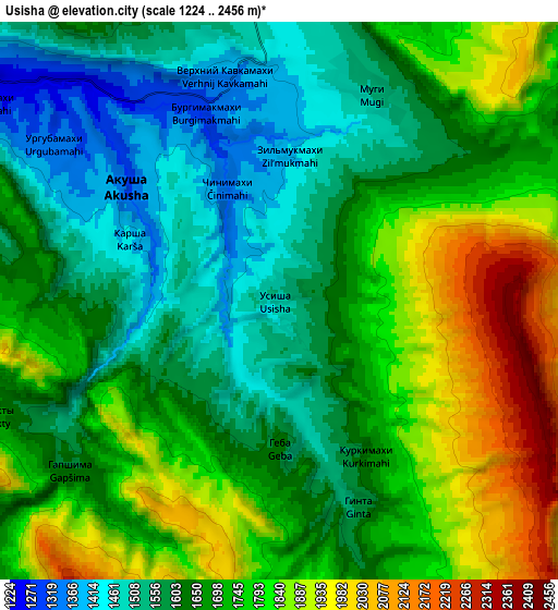 Zoom OUT 2x Usisha, Russia elevation map