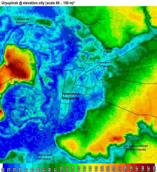 Zoom OUT 2x Uryupinsk, Russia elevation map