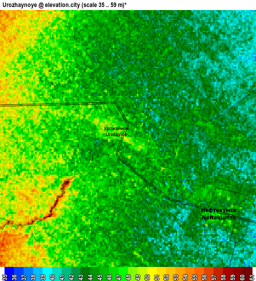 Zoom OUT 2x Urozhaynoye, Russia elevation map