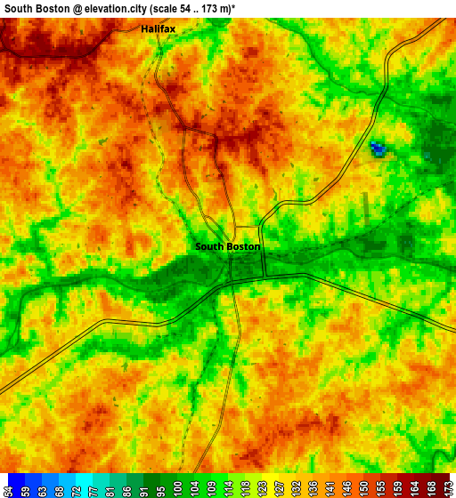 Zoom OUT 2x South Boston, United States elevation map