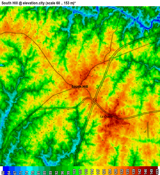 Zoom OUT 2x South Hill, United States elevation map