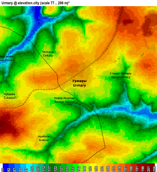 Zoom OUT 2x Urmary, Russia elevation map