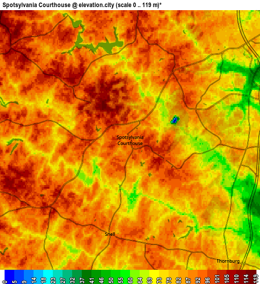 Zoom OUT 2x Spotsylvania Courthouse, United States elevation map