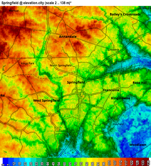 Zoom OUT 2x Springfield, United States elevation map