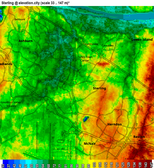 Zoom OUT 2x Sterling, United States elevation map