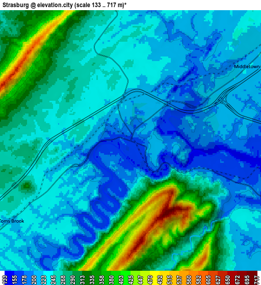 Zoom OUT 2x Strasburg, United States elevation map