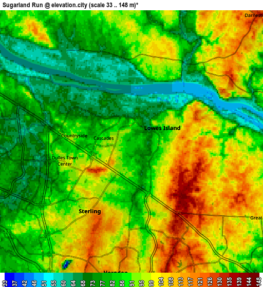 Zoom OUT 2x Sugarland Run, United States elevation map