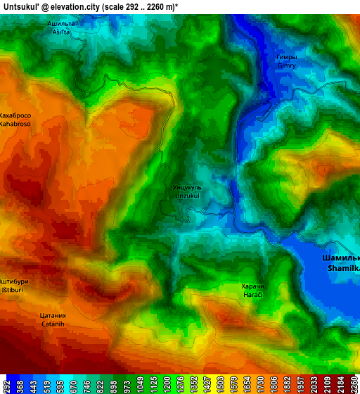 Zoom OUT 2x Untsukul’, Russia elevation map