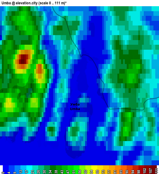 Zoom OUT 2x Umba, Russia elevation map