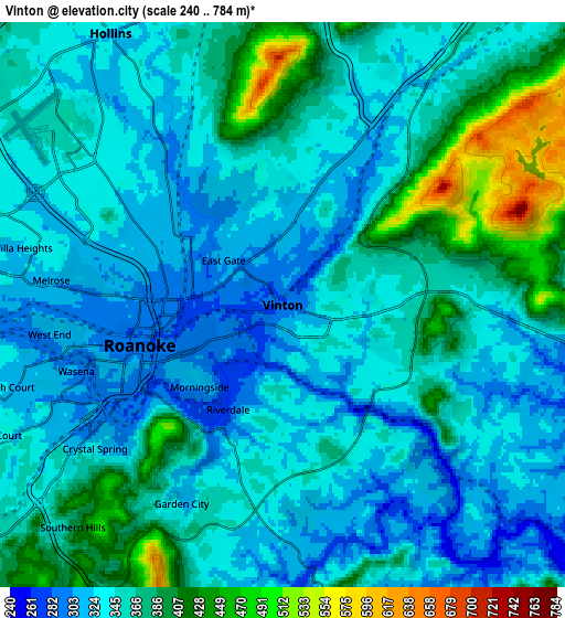 Zoom OUT 2x Vinton, United States elevation map