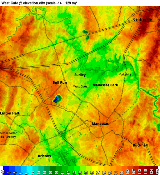 Zoom OUT 2x West Gate, United States elevation map