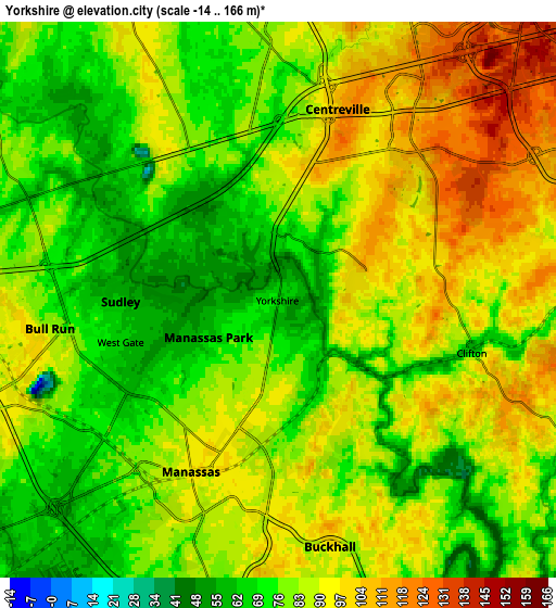 Zoom OUT 2x Yorkshire, United States elevation map