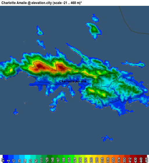 Zoom OUT 2x Charlotte Amalie, U.S. Virgin Islands elevation map