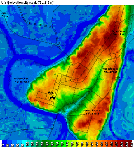 Zoom OUT 2x Ufa, Russia elevation map