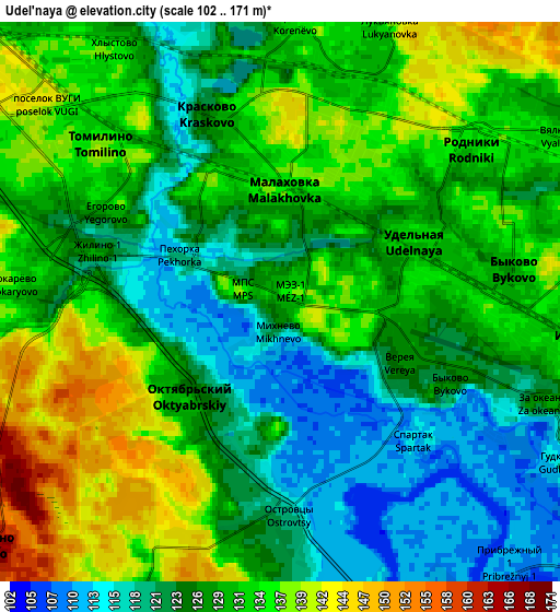 Zoom OUT 2x Udel’naya, Russia elevation map