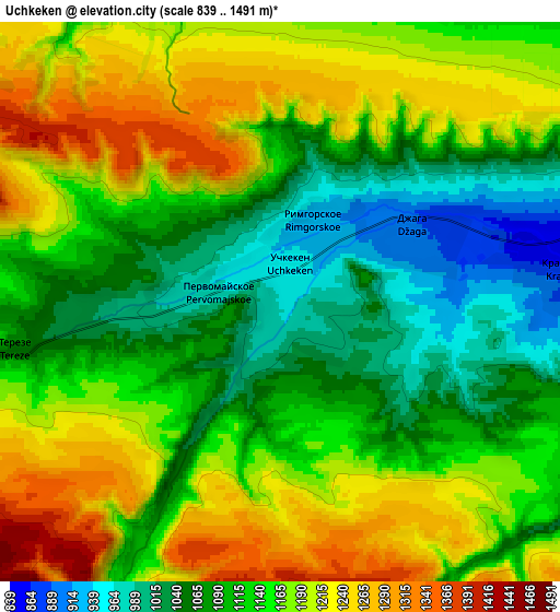 Zoom OUT 2x Uchkeken, Russia elevation map