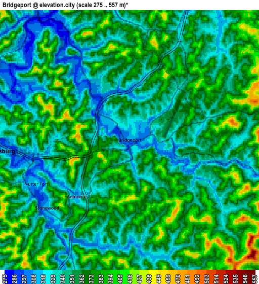 Zoom OUT 2x Bridgeport, United States elevation map