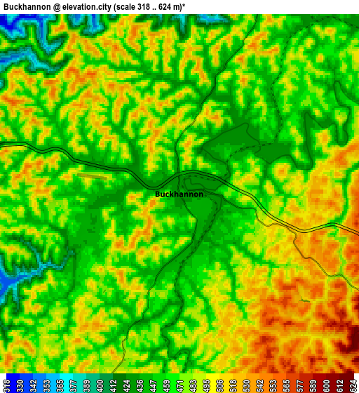 Zoom OUT 2x Buckhannon, United States elevation map