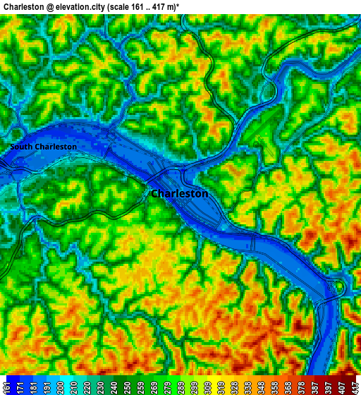 Zoom OUT 2x Charleston, United States elevation map