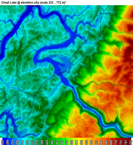 Zoom OUT 2x Cheat Lake, United States elevation map