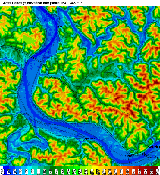 Zoom OUT 2x Cross Lanes, United States elevation map