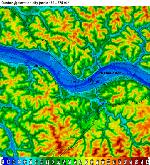 Zoom OUT 2x Dunbar, United States elevation map