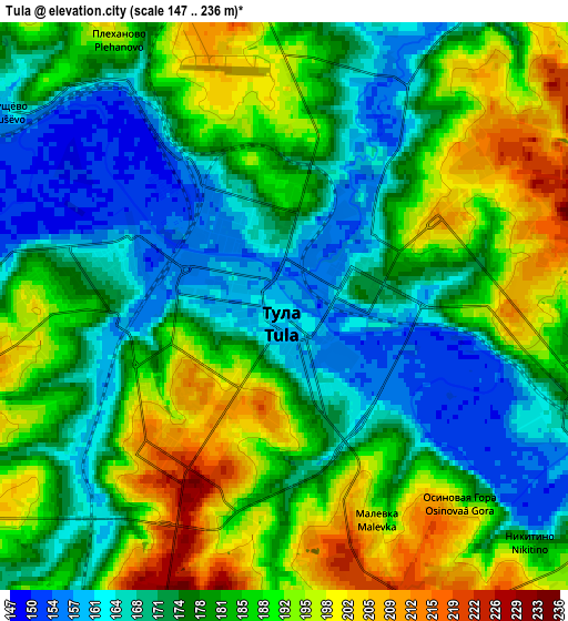 Zoom OUT 2x Tula, Russia elevation map