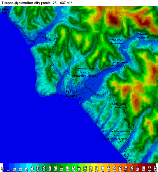 Zoom OUT 2x Tuapse, Russia elevation map