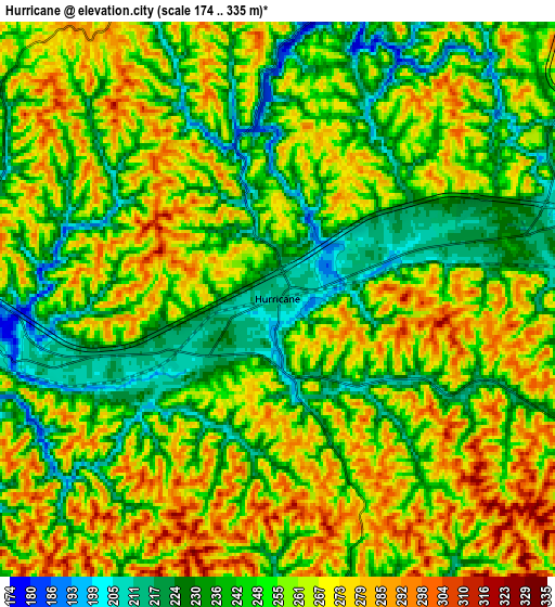 Zoom OUT 2x Hurricane, United States elevation map