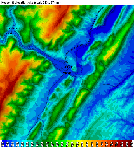 Zoom OUT 2x Keyser, United States elevation map