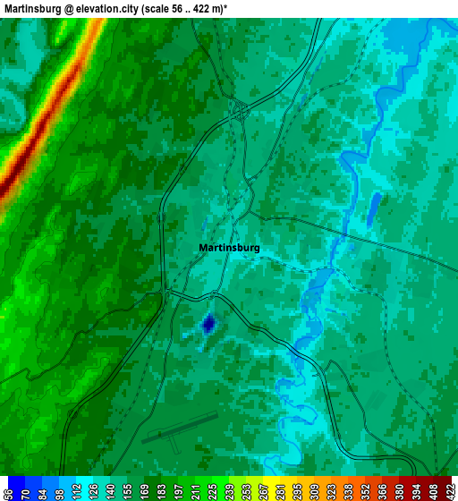 Zoom OUT 2x Martinsburg, United States elevation map